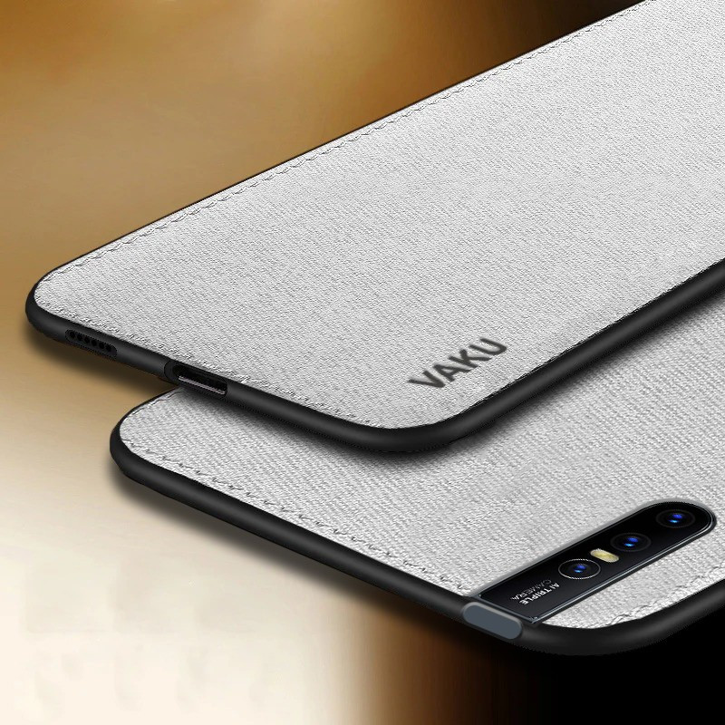 Vaku ® VIVO V15 Luxico Series Hand-Stitched Cotton Textile Ultra Soft-Feel Shock-proof Water-proof Back Cover