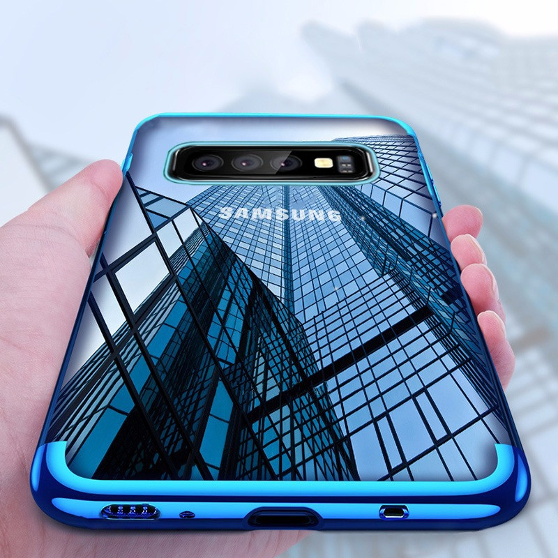 Vaku ® Samsung Galaxy S10 Plus CAUSEWAY Series Electroplated Shine Bumper Finish Full-View Display + Ultra-thin Transparent Back Cover