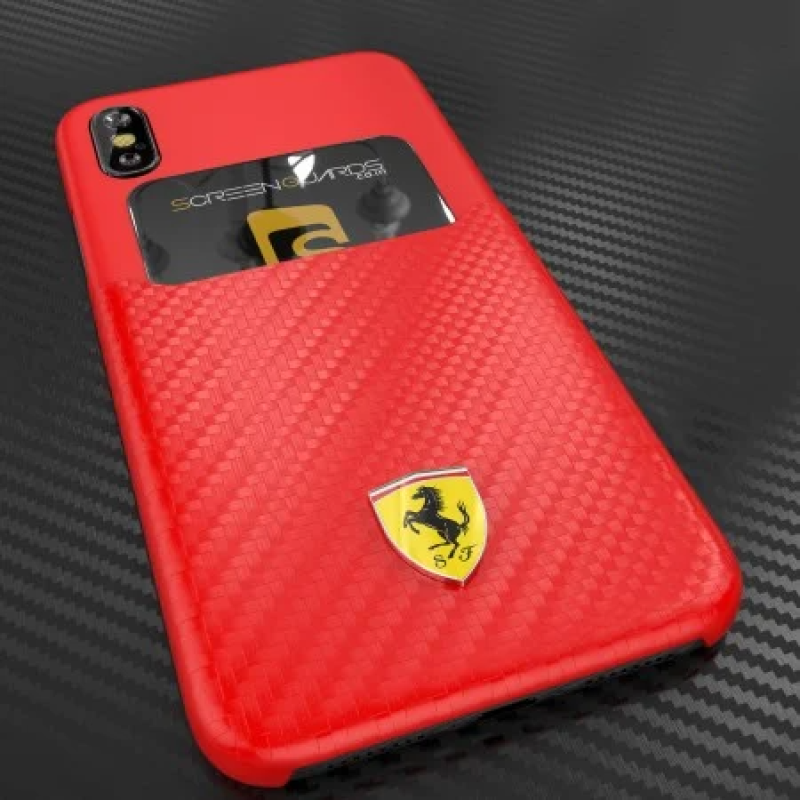 Ferrari ® Apple iPhone XS SP America series Carbon fibre finish - inbuilt Credit card holder back cover