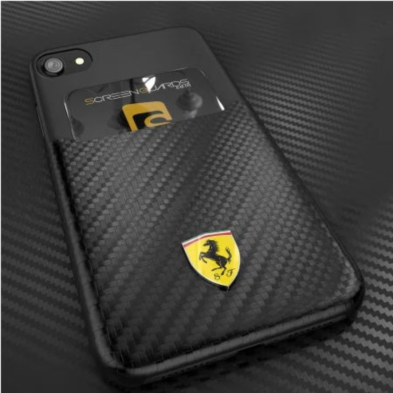 Ferrari ® Apple iPhone 7 SP America series Carbon fibre finish - inbuilt Credit card holder back cover