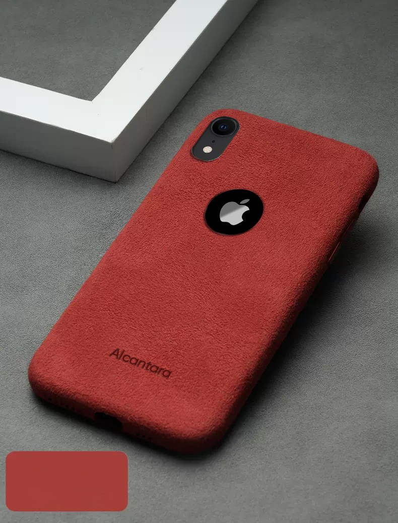 VAKU ® For Apple iPhone XR Alcantara Super Suede Logo Cut ...