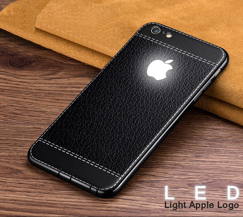 Vaku Apple Iphone 7 Leather Stitched Led Light Illuminated Logo