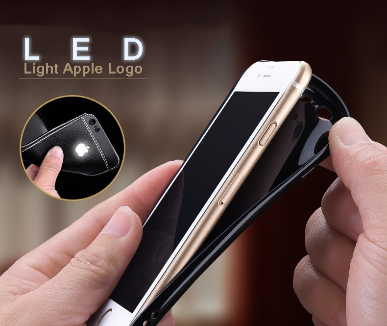Vaku Apple Iphone 7 Leather Stitched Led Light Illuminated Logo
