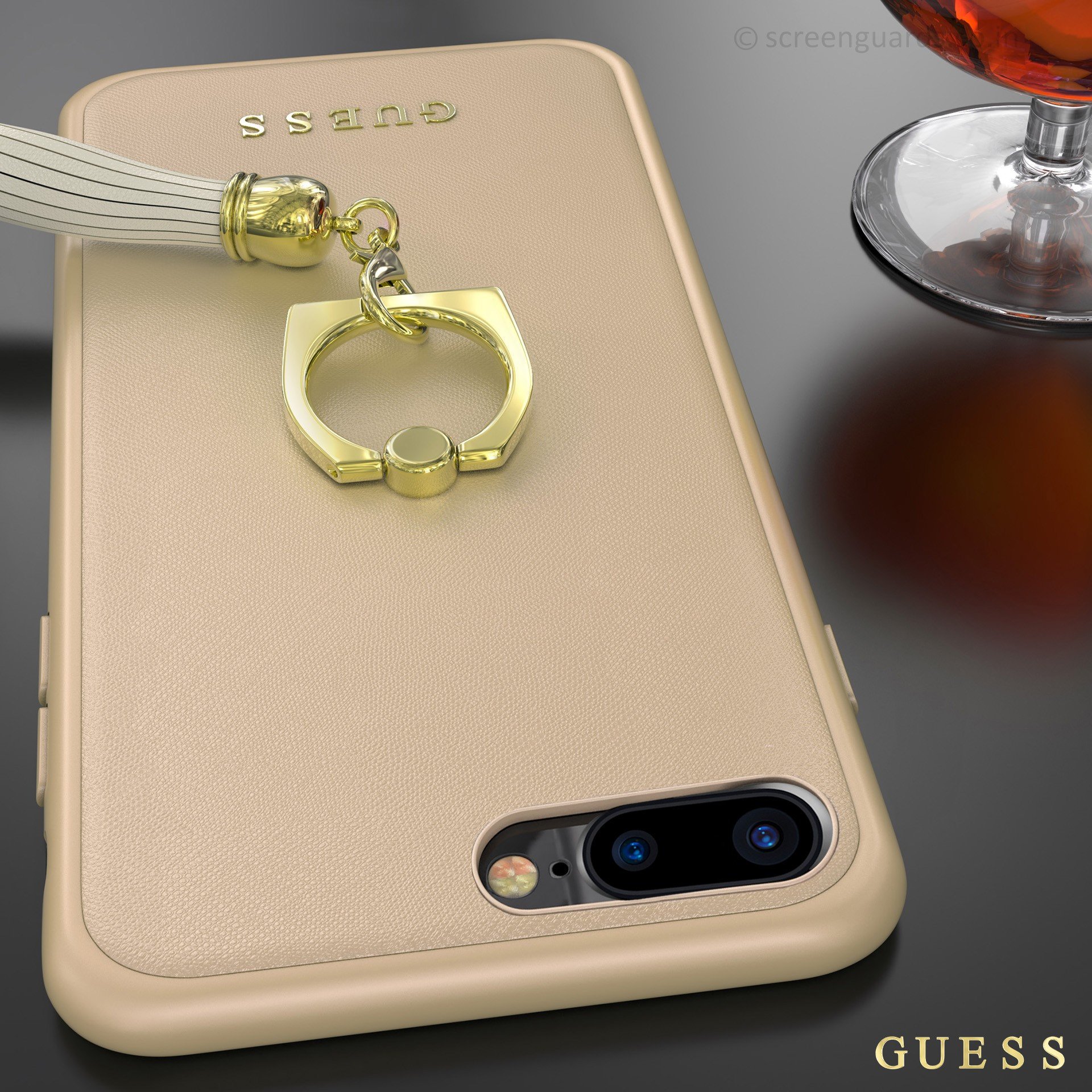 Ongedaan maken Ik heb een Engelse les herhaling GUESS ® Apple iPhone 8 plus Premium Luther Leather 2K Gold Electroplated +  inbuilt ring stand + detachable Tassels Back Case - iPhone 8 Plus - Apple -  Mobile / Tablet - Luxurious Covers