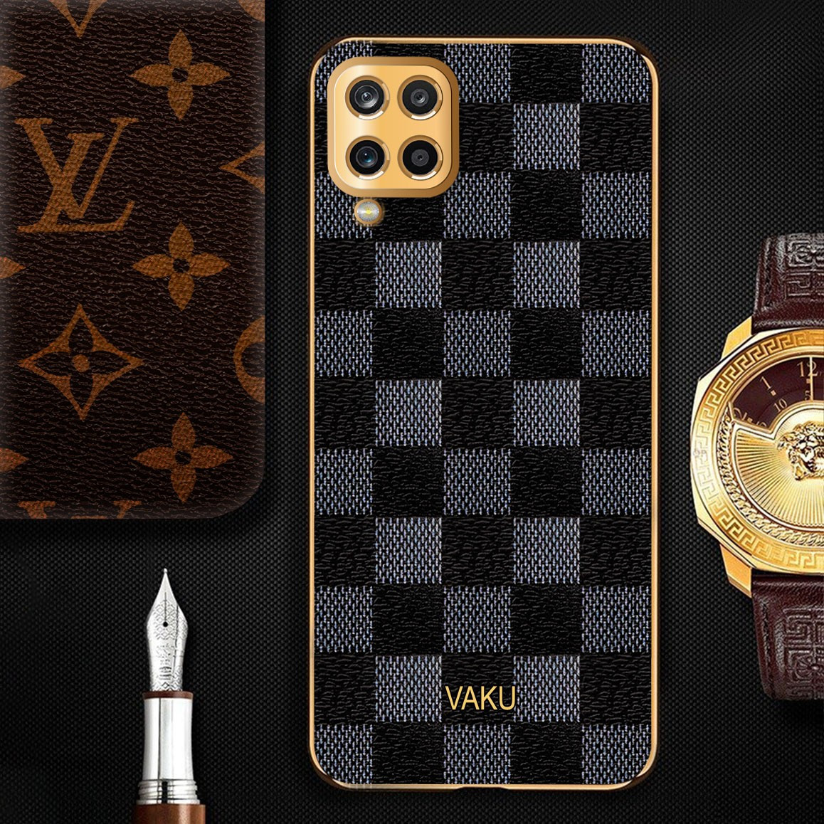 Case for Samsung Galaxy A12 - Louis Vuitton Gold