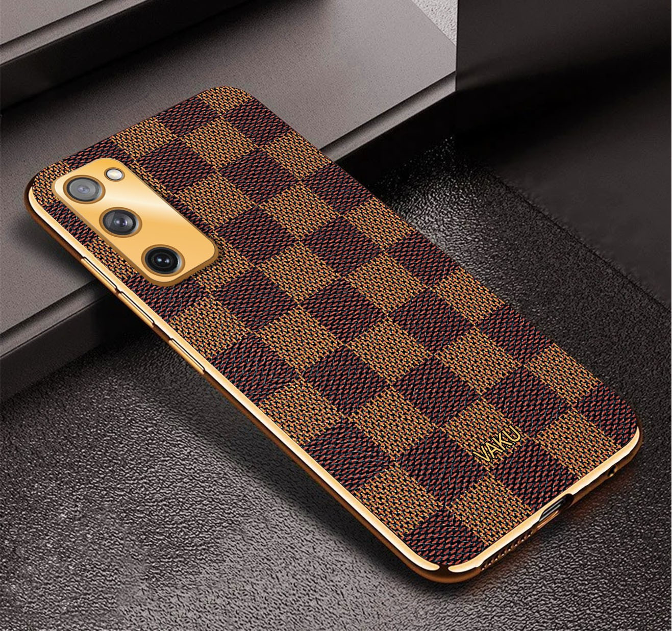 Vaku ® Samsung Galaxy M30s LV Leather Stitched Gold Electroplated Soft TPU  Back Cover - Galaxy M30s - Samsung - Mobile / Tablet - Screen Guards India