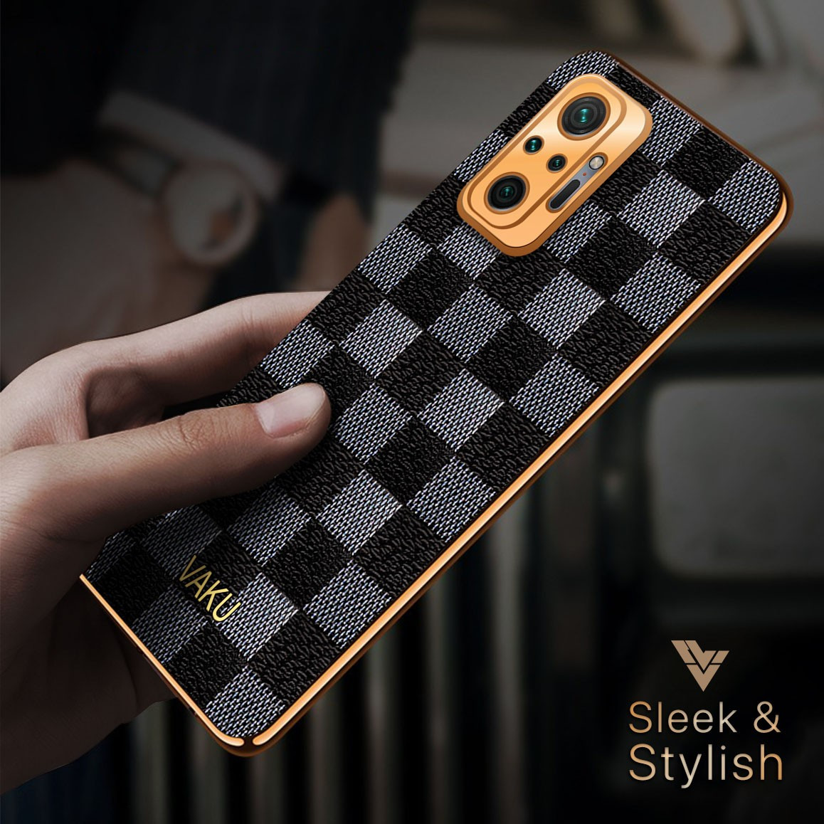 Vaku ® Redmi Note 10 Pro Cheron Leather Electroplated Soft TPU Back Cover -  Redmi Note 10 Pro - Xiaomi - Mobile / Tablet - Luxurious Covers