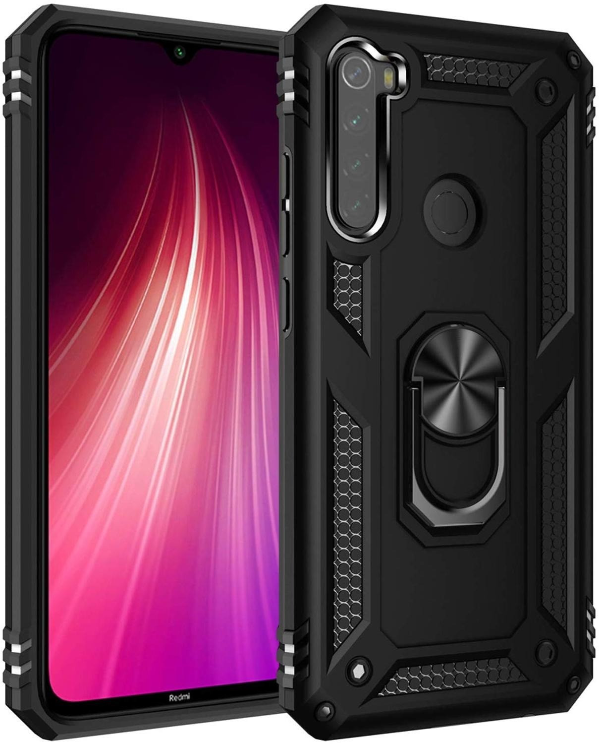 Vaku Xiaomi Redmi Note 8 Hawk Ring Shock Proof Cover with Inbuilt Kickstand Redmi Note 8 Xiaomi Back Cover Case Tempered Glass Luxurious Covers