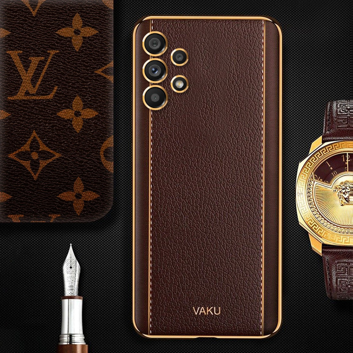 Vaku ® Samsung Galaxy A32 5G Cheron Leather Electroplated Soft TPU