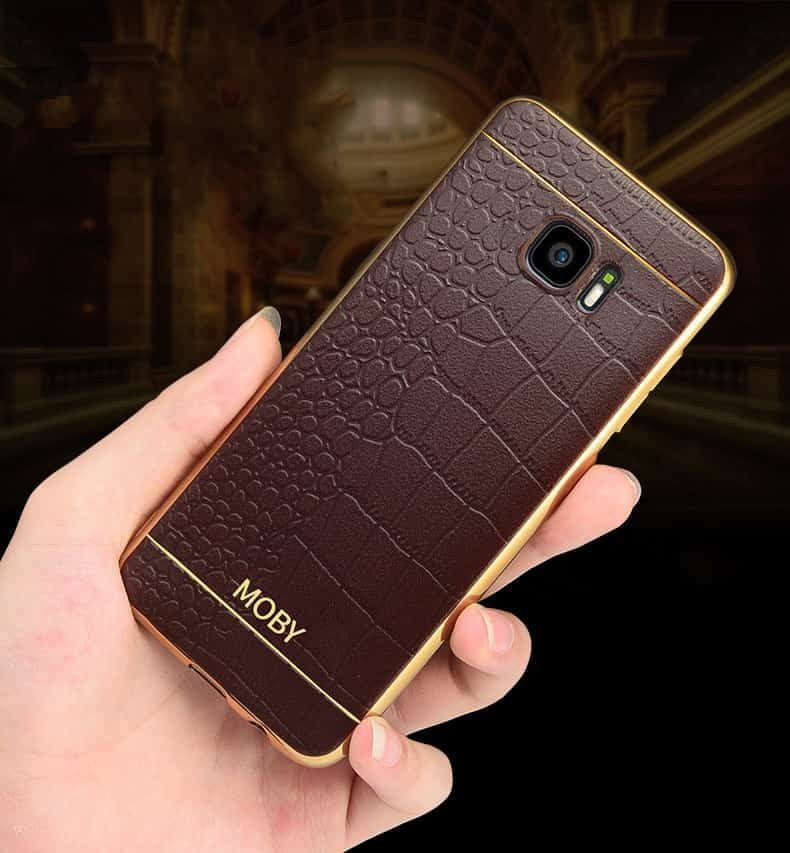 Vaku Samsung Galaxy A9 Pro European Leather Stitched Gold Electroplated Soft Tpu Back Cover Galaxy A9 Pro Samsung Mobile Tablet Luxurious Covers