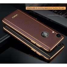 VAKU ® Apple iPhone XR Vertical Leather Stitched Gold Electroplated Soft TPU Back Cover