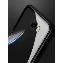 Vaku ® Samsung Galaxy C7 Pro GLASSINO Luxurious Edition Ultra-Shine Silicone Frame Ultra-Thin Case Transparent Back Cover