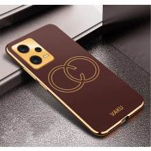 Vaku ® Xiaomi Redmi Note 12 5G Skylar Leather Pattern Gold Electroplated Soft TPU Back Cover