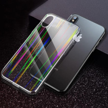 Vaku ® Apple iPhone XS rainbow Shine Heat-Dissipating Glass Shock-Proof Back Cover