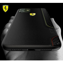 Ferrari ® Apple iPhone 11 ON TRACK Racing Shield Rubber Soft Carbon Fiber Back Cover