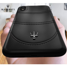Maserati ® Apple iPhone XR GranTurismo Double Stitched Dual-Material Pure Leather Back Cover