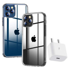 eller santé  ® Apple iPhone 12 Pro Max Crystal Series Transparent Hard Case with Free 20W Type C Charger