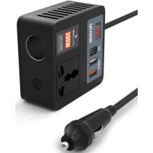 DR VAKU® VoltDrive Neo 5in1 200 Watt Car Laptop Charger Fast Charging/Car Power Inverter Portable,12V DC to 220V AC Socket Converter (1x 3Pin Plug, 2X USB, 1x 30W PD) for Laptop, Mobile & Others