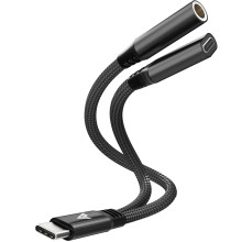 Vaku Luxos® DigiCoder 2in1 Type C to 3.5 mm Jack + Type C Charging & Digital Audio 24-bit DAC 3.5mm Connector Aux Cable, Headphone, Earphone Converter Splitter for Samsung, Oneplus, iPhone