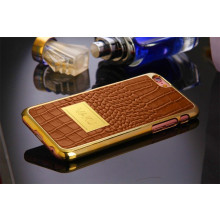 Vaku ® Apple iPhone 6 / 6S Premium Crocodile Leather Gold Electroplated Back Cover