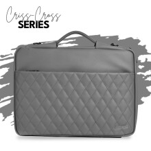 Vaku Luxos ® Criss-Cross Leather Sleeve 15” Messenger Sleeve Laptop Bag For Men and Women