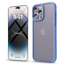 Vaku Luxos ® 2In1 Combo Apple iPhone 14 Pro Translucent Armor Slim Protective Metal Camera Back Cover with 3D Tempered Glass