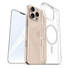 Vaku Luxos ® 2In1 Combo Apple iPhone 16 Pro Max Glassy MagPro Clear TPU Shockproof Scratch Resistant Case Back Cover with 3D Tempered Glass