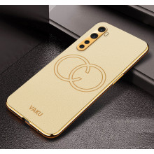 Vaku ® Oneplus Nord Skylar Leather Pattern Gold Electroplated Soft TPU Back Cover