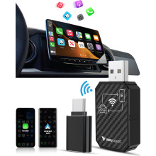 Vaku Luxos ® AUTOELITE Wireless CarPlay Adapter With Wireless Android Auto, Bluetooth, GPS Navigation, Voice Control, Car Audio Receiver & Music
