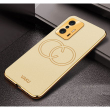 Vaku ® Xiaomi 11T Pro 5G Skylar Leather Pattern Gold Electroplated Soft TPU Back Cover