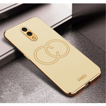 Vaku ® Oneplus 7 Skylar Leather Pattern Gold Electroplated Soft TPU Back Cover