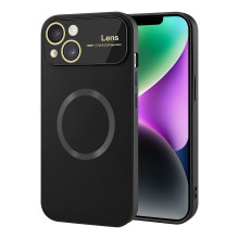 Vaku ® Apple iPhone 14 Premium Polarized Leather Texture Full Lens Protection Silicon Back Cover Case