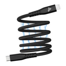 Vaku Luxos® SNAPPY Magnetic Auto-Fold Original iPhone Charger Cable Type C to Lightning Connector Fast Charging (mfi-certified), Nylon Braided for iPhone 14/ iPhone 13/ iPhone 12/ iPhone 11 & ios