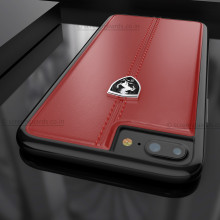 Ferrari ® Apple iPhone 7 Plus Vertical Contrasted Stripe - Material Heritage leather Hard Case back cover