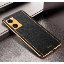 Vaku ® Oppo A77 4G Luxemberg Leather Pattern Gold Electroplated Soft TPU Back Cover