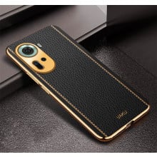 Vaku ® Oppo Reno11 5G Luxemberg Leather Pattern Gold Electroplated Soft TPU Back Cover