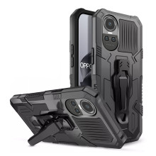 Vaku ® Oppo Reno10 5G Vanguard Military Grade Armor Case with Metal Belt Clip Kickstand Back Cover