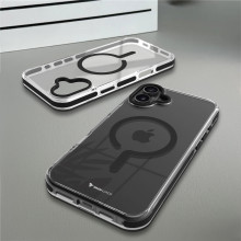 Vaku Luxos ® Apple iPhone 16 Vortex Magpro Gel Cushion Slim Fit Shockproof Certified Mag-Safe Crystal Clear Camera Metal Ring Back Cover
