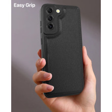 Vaku ® Samsung Galaxy S21 FE PU Leather Texture Soft Non-Slip Grip TPU Shockproof Phone Case Back Cover