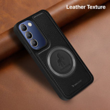 Vaku ® Vivo Y100 4G Astrid Luxury PU Leather Electroplated Magnetic Magsafe Shockproof Bumper Protective Back Cover