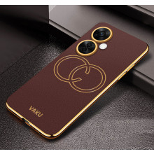 Vaku ® OnePlus Nord CE 3 Lite 5G Skylar Series Leather Stitched Gold Electroplated Soft TPU Back Cover