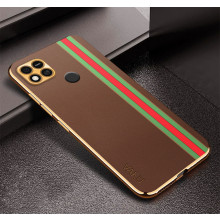 Vaku ® Xiaomi Redmi 10A Felix Line Leather Stitched Gold Electroplated Soft TPU Back Cover Case