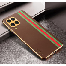 Vaku ® Samsung Galaxy M53 5G Felix Line Leather Stitched Gold Electroplated Soft TPU Back Cover Case