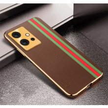Vaku ® Vivo T1 5G Felix Line Leather Stitched Gold Electroplated Soft TPU Back Cover Case