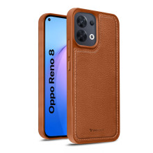 Vaku ® Oppo Reno8 5G Luxe Premium Leather Stitched Non-Slip Grip Protective Back Cover