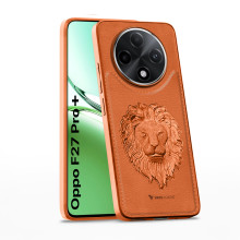 Vaku ® Oppo F27 Pro Plus 5G Lion Embossed Luxury Designer Leather Protective Back Cover Case