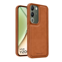 Vaku ® Vivo Y200 5G Luxe Premium Leather Stitched Non-Slip Grip Protective Back Cover