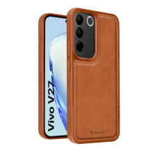 Vaku ® Vivo V27 5G Luxe Premium Leather Stitched Non-Slip Grip Protective Back Cover