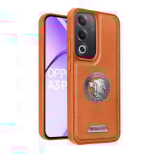 Vaku ® Oppo A3 Pro 5G Regal Shield Metal Lion Engraved Leather Protective Back Cover