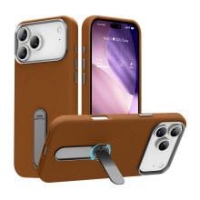 Vaku Luxos ® Apple iPhone 17 Pro Max Zayro Magpro Leather Scratch Resistant Military-Grade Case With Alloy Metal Stand Shockproof Protective Back Cover